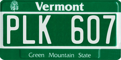 VT license plate PLK607