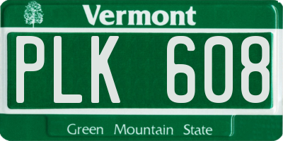 VT license plate PLK608
