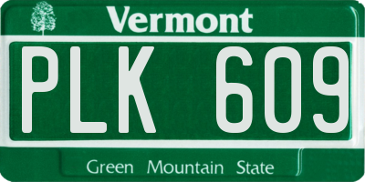 VT license plate PLK609