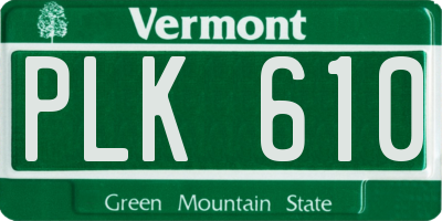 VT license plate PLK610