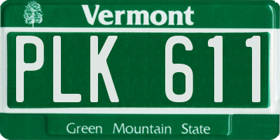 VT license plate PLK611