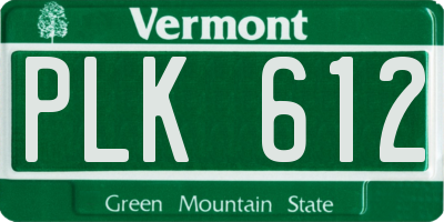 VT license plate PLK612