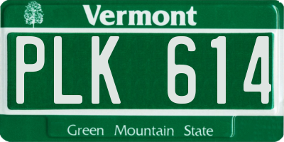 VT license plate PLK614