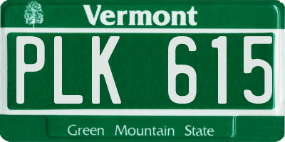 VT license plate PLK615