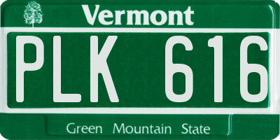 VT license plate PLK616