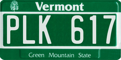 VT license plate PLK617