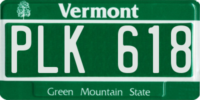 VT license plate PLK618