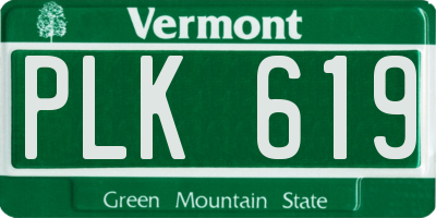 VT license plate PLK619