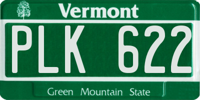 VT license plate PLK622