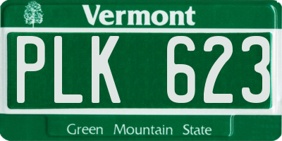 VT license plate PLK623