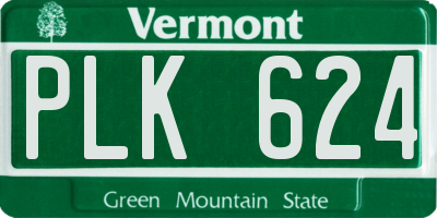 VT license plate PLK624