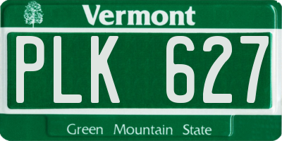 VT license plate PLK627