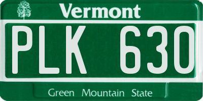 VT license plate PLK630