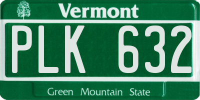 VT license plate PLK632