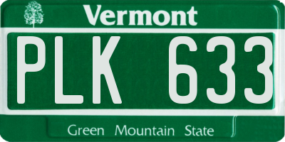 VT license plate PLK633