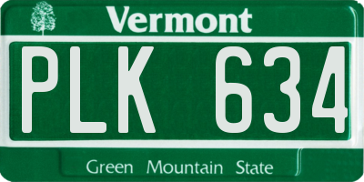 VT license plate PLK634