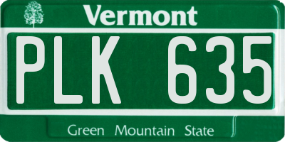 VT license plate PLK635