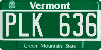 VT license plate PLK636