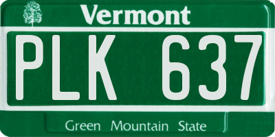 VT license plate PLK637