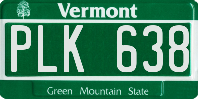VT license plate PLK638