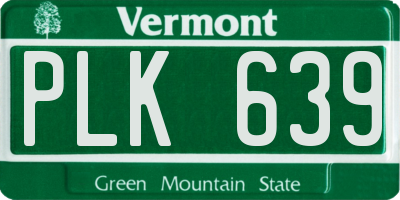 VT license plate PLK639