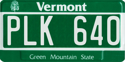 VT license plate PLK640