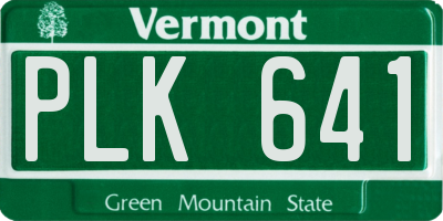 VT license plate PLK641