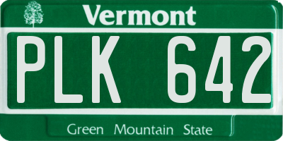 VT license plate PLK642