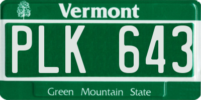 VT license plate PLK643