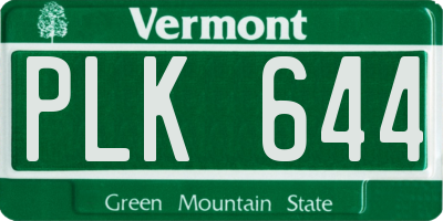 VT license plate PLK644
