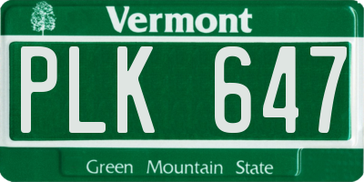 VT license plate PLK647