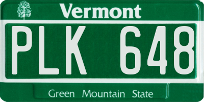 VT license plate PLK648