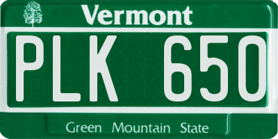 VT license plate PLK650