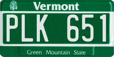 VT license plate PLK651