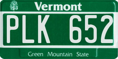 VT license plate PLK652