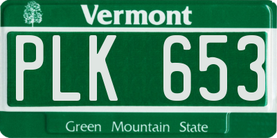 VT license plate PLK653