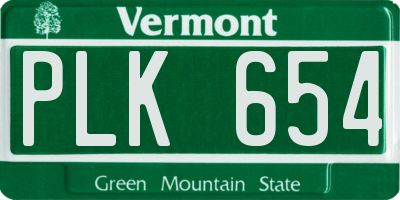 VT license plate PLK654