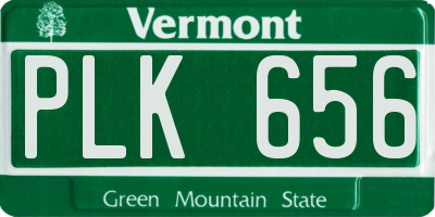 VT license plate PLK656