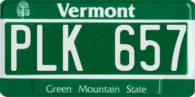 VT license plate PLK657