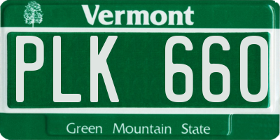 VT license plate PLK660
