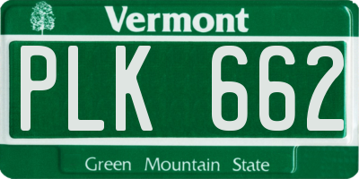 VT license plate PLK662
