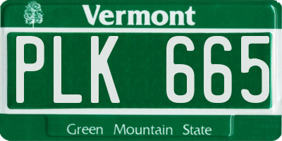VT license plate PLK665