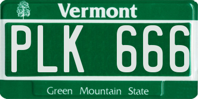 VT license plate PLK666