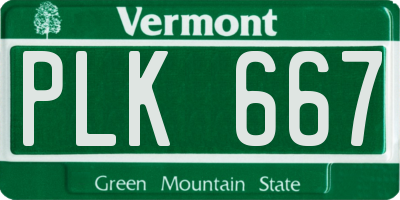 VT license plate PLK667