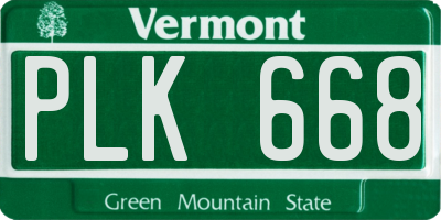 VT license plate PLK668