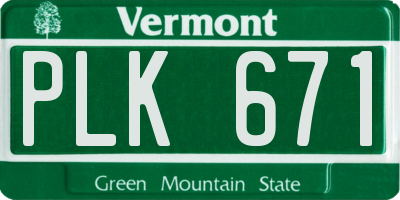 VT license plate PLK671