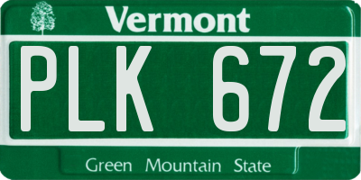 VT license plate PLK672