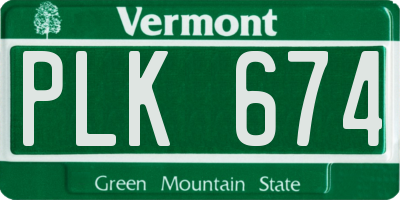VT license plate PLK674