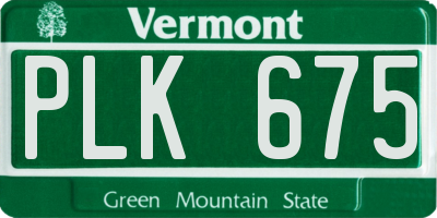 VT license plate PLK675