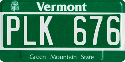 VT license plate PLK676